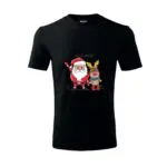 Koszulka z nadrukiem świątecznym Mikołaj z renferem