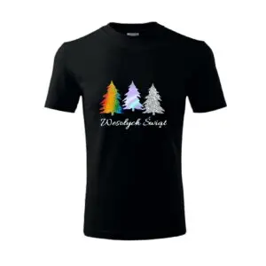 Koszulka z nadrukiem Swiatecznym kolorowe choinki