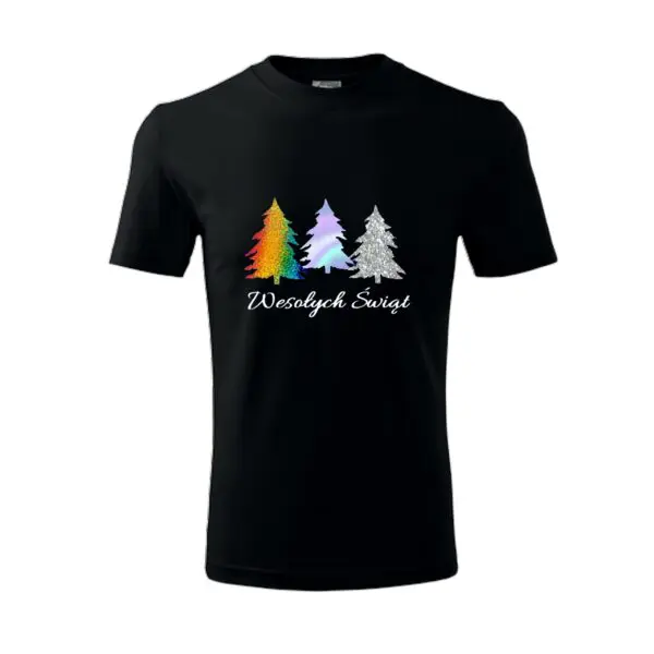 Koszulka z nadrukiem Swiatecznym kolorowe choinki