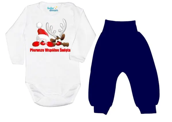 Komplet świateczny Mikołaj z Reniferem Pierwsze Święta