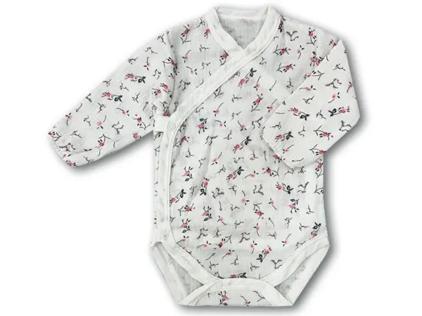 Body niemowlęce muślinowe kopertowe kwiatki