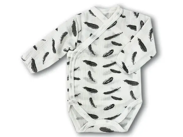 Body niemowlęce muślinowe kopertowe piórko