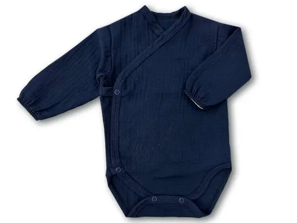 Body niemowlęce muślinowe kopertowe granat