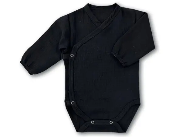 Body niemowlęce muślinowe kopertowe czarne