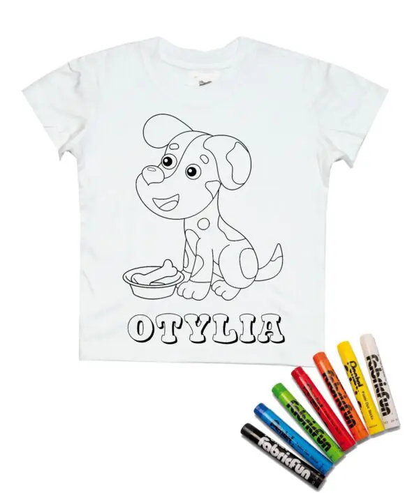 Koszulka do kolorowania + pastele Piesek