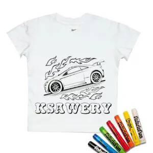 Koszulka do kolorowania + pastele Auto