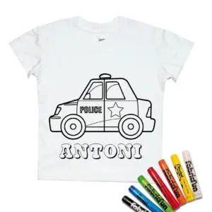 Koszulka do kolorowania + pastele Policja