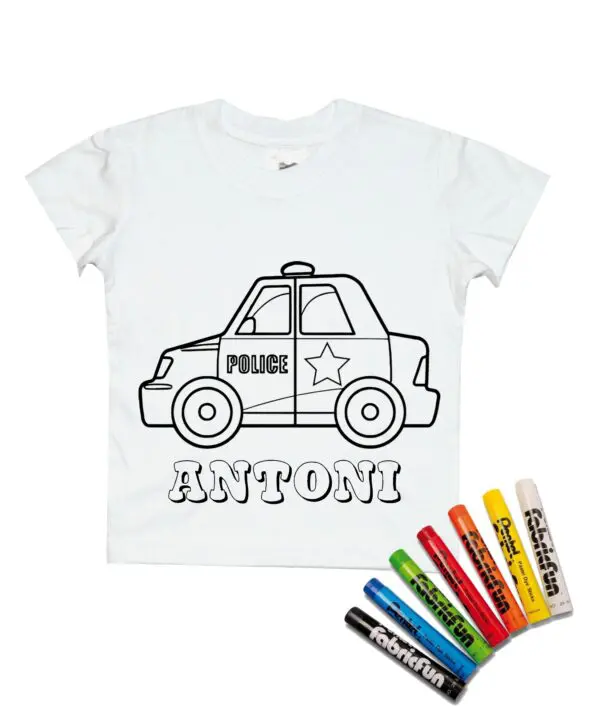 Koszulka do kolorowania + pastele Policja