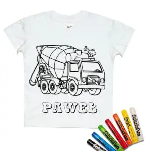 Koszulka do kolorowania + pastele Betoniarka