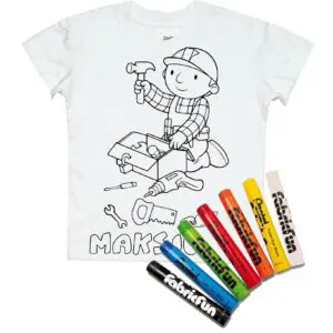 Koszulka do kolorowania + pastele Bob Budowniczy