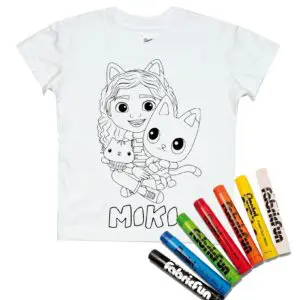 Koszulka do kolorowania + pastele GABBY'S DOLLHOUSE