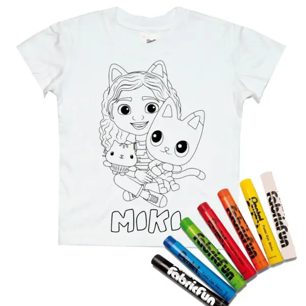 Koszulka do kolorowania + pastele GABBY'S DOLLHOUSE