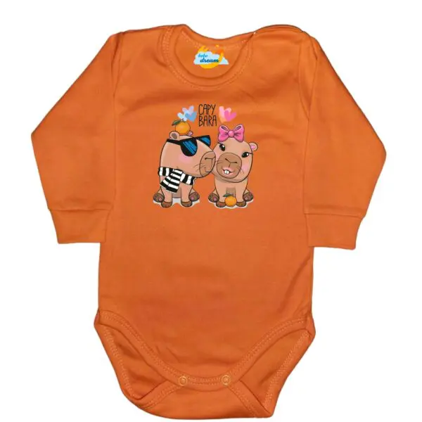 Body długi rękaw  zakochana Capybara pomarańczowe