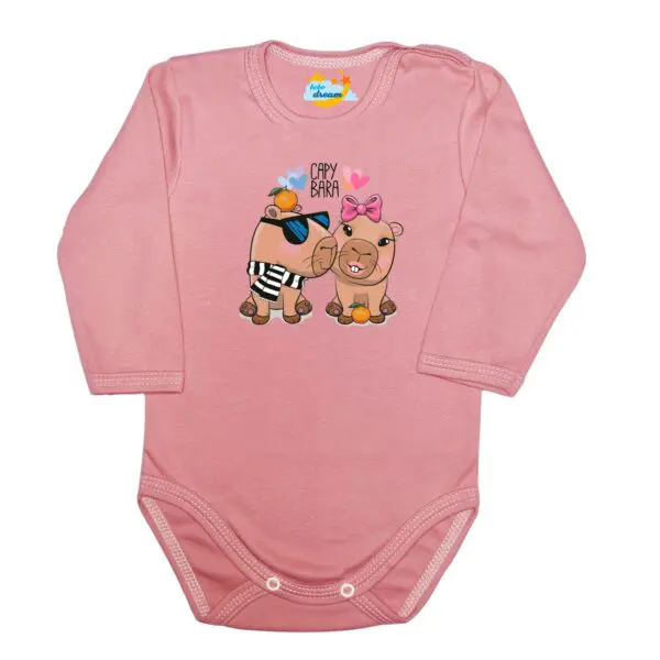 Body długi rękaw zakochana Capybara pudrowe