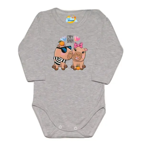 Body długi rękaw  zakochana Capybara szare