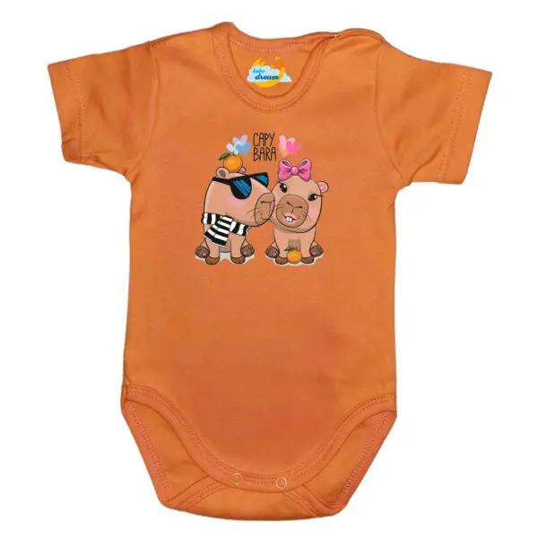 Body krótki rękaw zakochana Capybara pomarańczowe