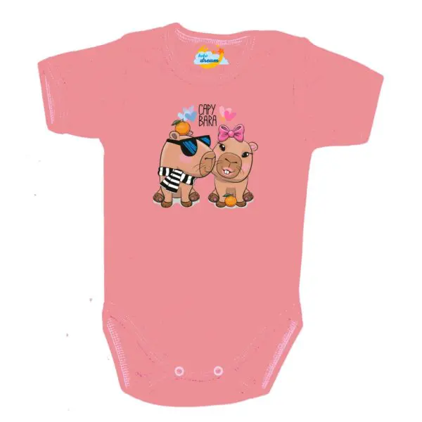 Body krótki rękaw zakochana Capybara pudrowe