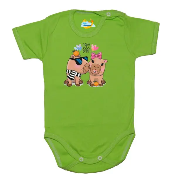 Body krótki rękaw zakochana Capybara zielone