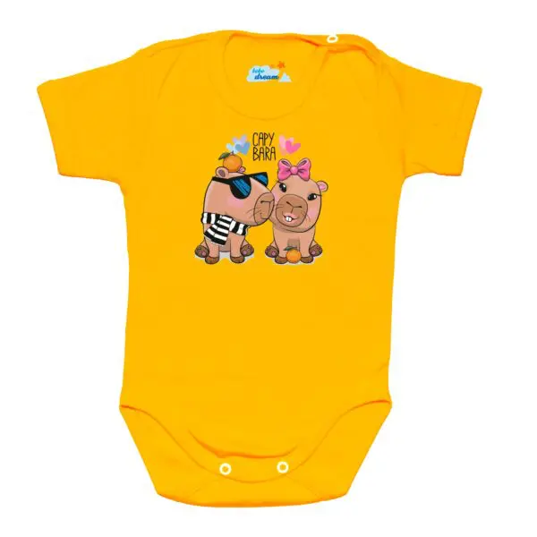Body krótki rękaw zakochana Capybara żółte