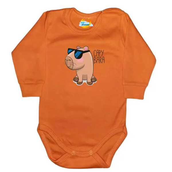 Body długi rękaw Capybara pomarańczowe