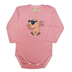 Body długi rękaw Capybara pudrowe