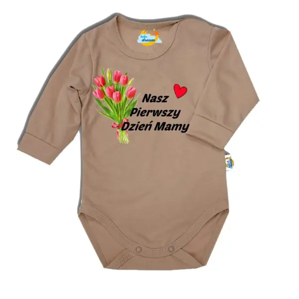 Body długi rękaw Nasz pierwszy DZIEŃ MATKI beżowe