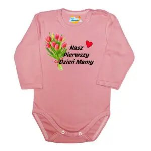 Body długi rękaw Nasz pierwszy DZIEŃ MATKI pudrowe