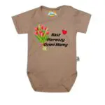 Body krótki rękaw Nasz pierwszy DZIEŃ MATKI beżowe