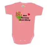 Body krótki rękaw Nasz pierwszy DZIEŃ MATKI pudrowe