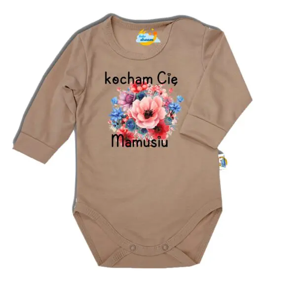 Body długi rękaw Kocham Cię MAMUSIU beżowe