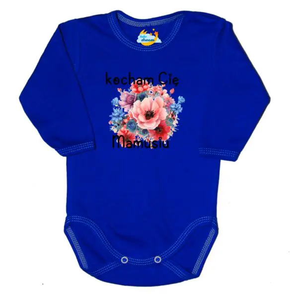 Body długi rękaw Kocham Cię MAMUSIU chabrowe