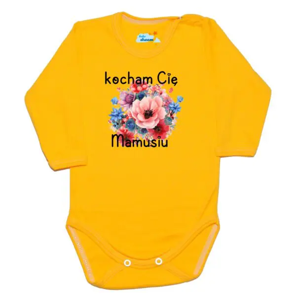 Body długi rękaw  Kocham Cię MAMUSIU żółte