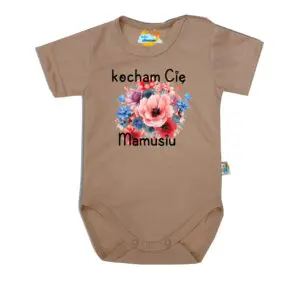 Body krótki rękaw Kocham Cię MAMUSIU beżowe