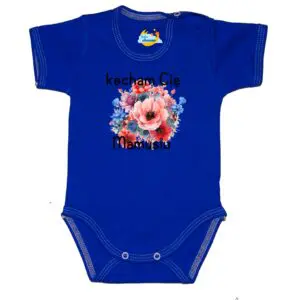 Body krótki rękaw Kocham Cię MAMUSIU chabrowe