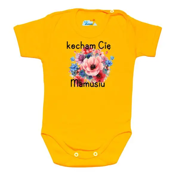 Body krótki rękaw Kocham Cię MAMUSIU żółte