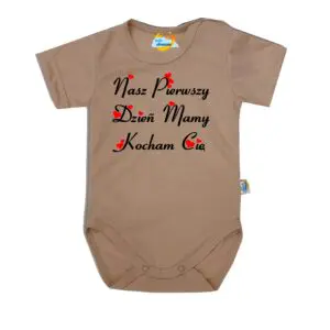 Body krótki rękaw Pierwszy Dzień Mamy beżowe