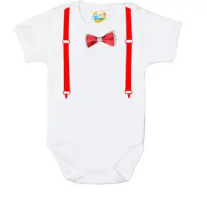 Body eleganckie z muchą i szelkami białe