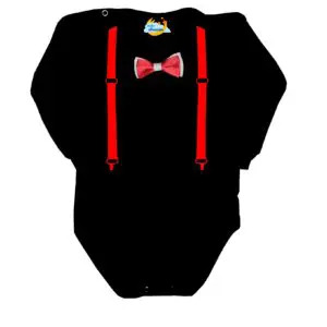 Body eleganckie z muchą i szelkami czarne