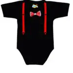 Body eleganckie z muchą i szelkami czarne