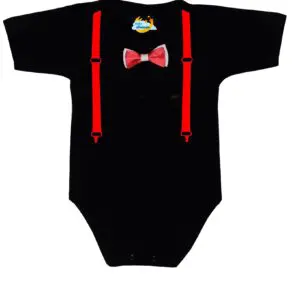 Body eleganckie z muchą i szelkami czarne