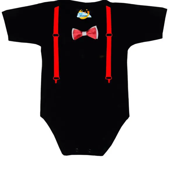 Body eleganckie z muchą i szelkami czarne