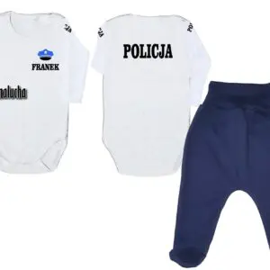 Komplet dziecięcy zestaw niemowlęcy POLICJA body + półśpioszki