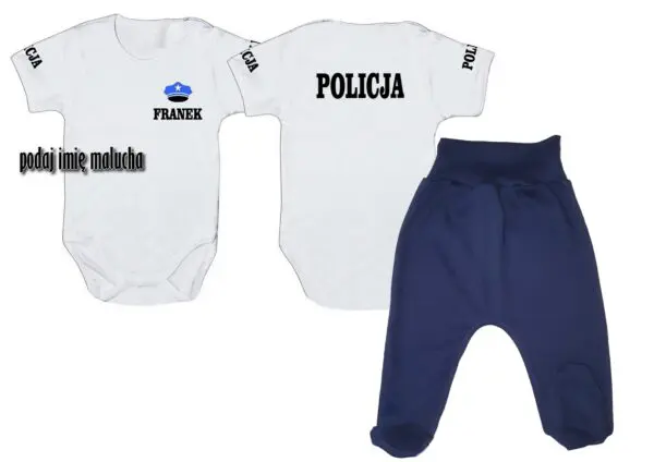 Komplet dziecięcy zestaw niemowlęcy POLICJA body + półśpioszki