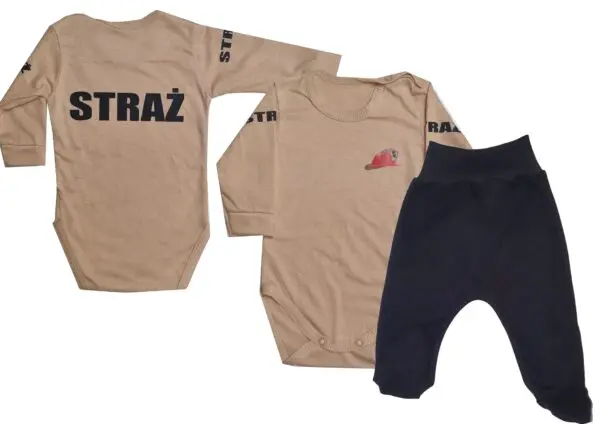 Komplet dziecięcy zestaw niemowlęcy STRAŻ body + półśpioszki