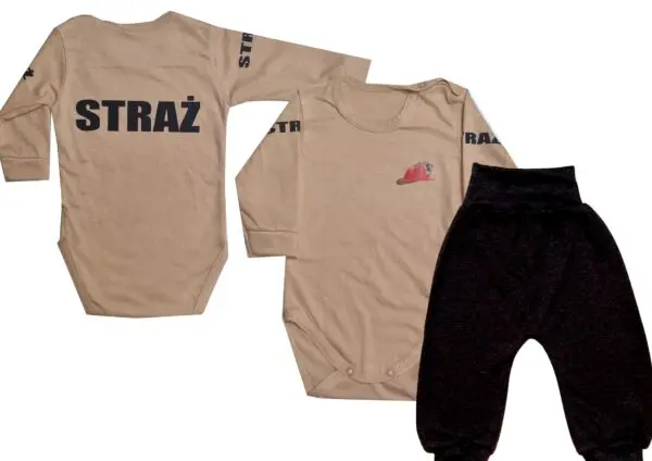 Komplet dziecięcy zestaw niemowlęcy STRAŻ body + spodnie
