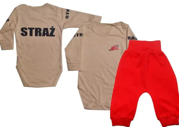 Komplet dziecięcy zestaw niemowlęcy STRAŻ body + spodnie