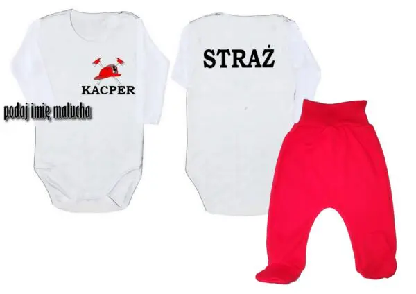 Komplet dziecięcy zestaw niemowlęcy STRAŻ body + półśpioszki