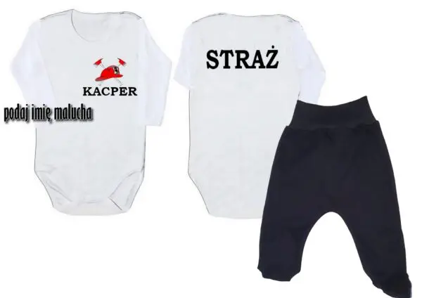 Komplet dziecięcy zestaw niemowlęcy STRAŻ body + półśpioszki