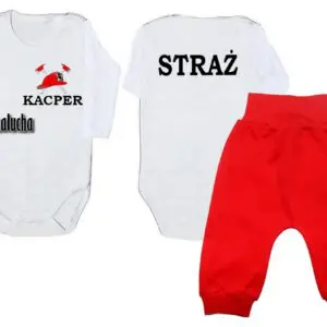 Komplet dziecięcy zestaw niemowlęcy STRAŻ body + spodnie
