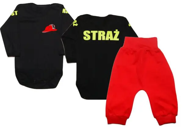 Komplet dziecięcy zestaw niemowlęcy STRAŻ body + spodnie